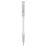 Penna a sfera in plastica prodotta in Germania con inchiostro blu ricaricabile color bianco trasparente seconda vista