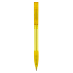 Penna a sfera in plastica prodotta in Germania con inchiostro blu ricaricabile color giallo trasparente seconda vista