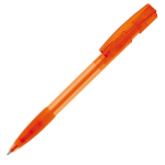 Penna a sfera in plastica prodotta in Germania con inchiostro blu ricaricabile color arancione trasparente