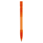 Penna a sfera in plastica prodotta in Germania con inchiostro blu ricaricabile color arancione trasparente quarta vista