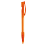 Penna a sfera in plastica prodotta in Germania con inchiostro blu ricaricabile color arancione trasparente quinta vista