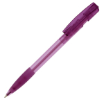 Penna a sfera in plastica prodotta in Germania con inchiostro blu ricaricabile color viola trasparente