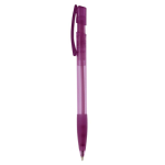 Penna a sfera in plastica prodotta in Germania con inchiostro blu ricaricabile color viola trasparente terza vista