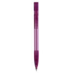 Penna a sfera in plastica prodotta in Germania con inchiostro blu ricaricabile color viola trasparente quarta vista