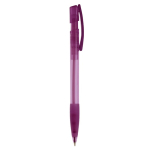 Penna a sfera in plastica prodotta in Germania con inchiostro blu ricaricabile color viola trasparente quinta vista
