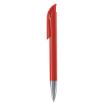 Penna a sfera in plastica con finitura opaca prodotta nell’UE con inchiostro blu color rosso terza vista