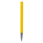 Penna a sfera in plastica con finitura opaca prodotta nell’UE con inchiostro blu color giallo quarta vista