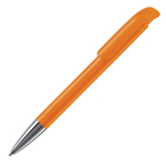 Penna a sfera in plastica con finitura opaca prodotta nell’UE con inchiostro blu color arancione