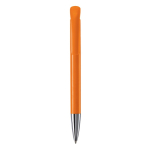 Penna a sfera in plastica con finitura opaca prodotta nell’UE con inchiostro blu color arancione seconda vista