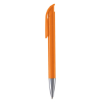 Penna a sfera in plastica con finitura opaca prodotta nell’UE con inchiostro blu color arancione terza vista
