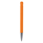 Penna a sfera in plastica con finitura opaca prodotta nell’UE con inchiostro blu color arancione quarta vista