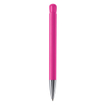 Penna a sfera in plastica con finitura opaca prodotta nell’UE con inchiostro blu color rosa quarta vista