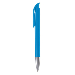 Penna a sfera in plastica con finitura opaca prodotta nell’UE con inchiostro blu color azzurro terza vista