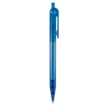 Penna in plastica trasparente clip piatta e inchiostro sintetico blu color blu trasparente quinta vista