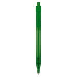 Penna in plastica trasparente clip piatta e inchiostro sintetico blu color verde trasparente seconda vista