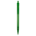 Penna in plastica trasparente clip piatta e inchiostro sintetico blu color verde trasparente quarta vista
