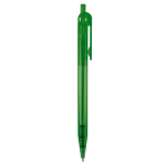 Penna in plastica trasparente clip piatta e inchiostro sintetico blu color verde trasparente quinta vista