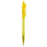 Penna in plastica trasparente clip piatta e inchiostro sintetico blu color giallo trasparente quinta vista