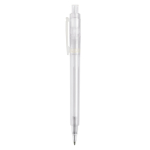 Penna a sfera in plastica opaca prodotta nell’UE con refill Jumbo inchiostro blu color bianco terza vista