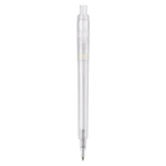 Penna a sfera in plastica opaca prodotta nell’UE con refill Jumbo inchiostro blu color bianco quarta vista