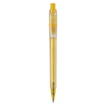 Penna a sfera in plastica opaca prodotta nell’UE con refill Jumbo inchiostro blu color giallo seconda vista