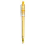Penna a sfera in plastica opaca prodotta nell’UE con refill Jumbo inchiostro blu color giallo terza vista