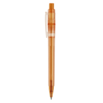 Penna a sfera in plastica opaca prodotta nell’UE con refill Jumbo inchiostro blu color arancione terza vista