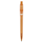 Penna a sfera in plastica opaca prodotta nell’UE con refill Jumbo inchiostro blu color arancione quarta vista