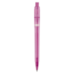 Penna a sfera in plastica opaca prodotta nell’UE con refill Jumbo inchiostro blu color rosa quarta vista