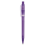 Penna a sfera in plastica opaca prodotta nell’UE con refill Jumbo inchiostro blu color viola terza vista