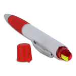 Penna a rotazione a inchiostro blu con tre evidenziatori sulla testa color rosso sesta vista