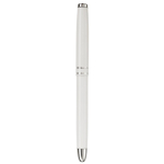 Astuccio con roller con tappo e penna a sfera twist con inchiostro blu color bianco nona vista