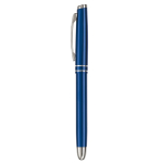 Astuccio con roller con tappo e penna a sfera twist con inchiostro blu color blu scuro ottava vista