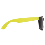 Occhiali da sole con stanghette colorate e protezione UV400 color giallo fluorescente terza vista