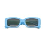 Occhiali da sole neri realizzati con plastica 100% riciclata color azzurro seconda vista