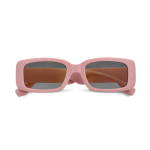 Occhiali da sole neri realizzati con plastica 100% riciclata color rosa pastello seconda vista