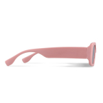 Occhiali da sole neri realizzati con plastica 100% riciclata color rosa pastello terza vista