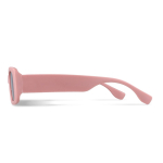 Occhiali da sole neri realizzati con plastica 100% riciclata color rosa pastello quarta vista