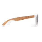 Occhiali da sole pubblicitari ricilati lenti smokey UV400 SunCork color bianco terza vista