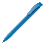 Penna in plastica bianca con clip ad arco colorata e inchiostro blu