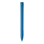 Penna in plastica bianca con clip ad arco colorata e inchiostro blu quarta vista