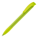 Penna in plastica bianca con clip ad arco colorata e inchiostro blu