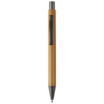 Penna in bambù con clip metallico e refill Jumbo inchiostro blu color naturale seconda vista