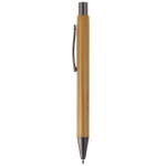 Penna in bambù con clip metallico e refill Jumbo inchiostro blu color naturale terza vista