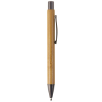 Penna in bambù con clip metallico e refill Jumbo inchiostro blu color naturale quinta vista