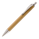 Penna a pulsante in bambù con clip in metallo e inchiostro nero color naturale