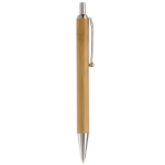 Penna a pulsante in bambù con clip in metallo e inchiostro nero color naturale quinta vista