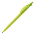 Penna in plastica bianca con clip arcuata colorato e inchiostro blu color lime