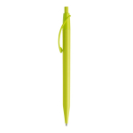 Penna in plastica bianca con clip arcuata colorato e inchiostro blu color lime terza vista