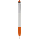 Penna touch in plastica con impugnatura colorata e inchiostro blu color arancione quarta vista